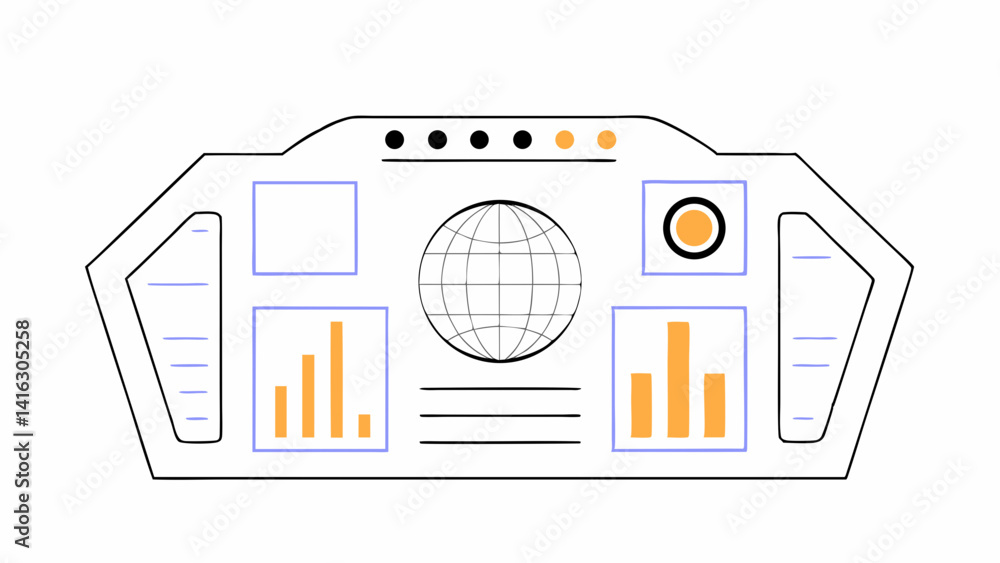 Wide Body Gui sci fi hud gui for games futuristic user interface in cyberpunk style ...