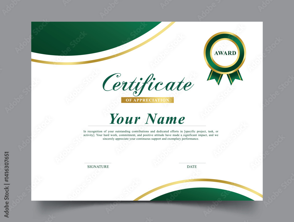 Certificate of appreciation green template clipart. Award of ...