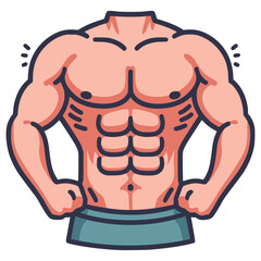 fit body six pack healthy flat color vector illustration template design