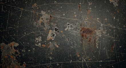 Poster - Dark grungy metal surface with rust and scratches textures detail