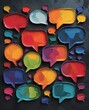 © Prime path 515 - Vivid painted chat icons in a modern abstract style, symbolizing social media, messaging, online talking, and artistic expression with vibrant colors on a dark canvas