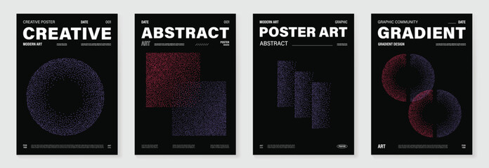 Aufkleber - Modern gradient poster background vector set.Cover template with vibrant perspective geometric prism shapes in motion. Ideal design for social media, cover, banner, flyer. 