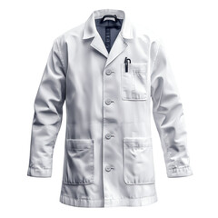 white lab coat with buttons and pockets isolated on white background
