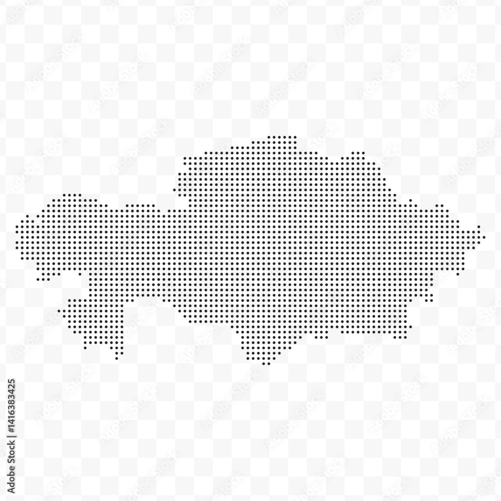 Vector Illustration of Dotted Map of Kazakhstan in black on Transparent ...
