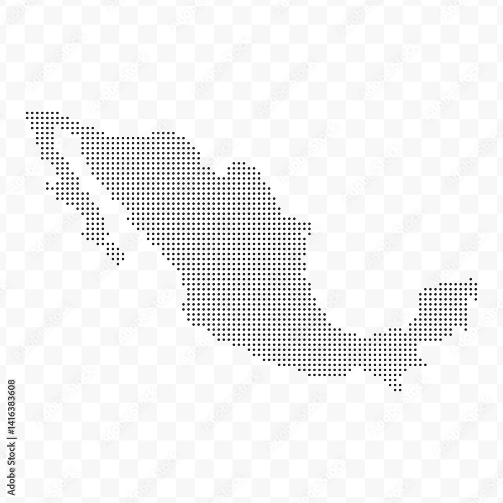 Vector Illustration of Dotted Map of Mexico in black on Transparent ...