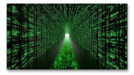 Abstract green triangle data stream technology background digital coding