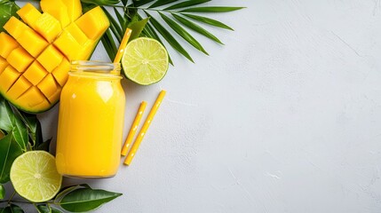 Poster - Refreshing Mango Smoothie with Lime and Tropical Ingredients