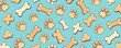 © แสงเดือน สุขทั่วญาติ - Seamless Pattern of Dog Bone Vector Dog Paw Doodle Isolated Wallpaper Background , pet design, , animal bone