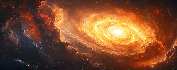 Wall Mural - swirling stars and molten planets in a dramatic cosmic dance