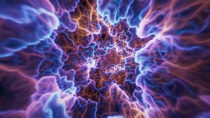 Wall Mural - abstract cosmic energy waves in vibrant purples and blues, viewed from a dynamic, low-angle perspect