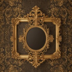Wall Mural - vintage gold frame, antique gold frame, vintage gold frame with gold ornament