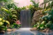 © Agent Neptunus - Miniature tropical waterfall scene with lush greenery.