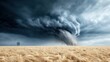 © BirD - Dramatic storm clouds form a tornado over a golden field, showcasing nature's immense power.