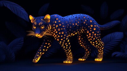 Wall Mural - Luminous feline in twilight realm a mesmerizing blend of nature technology and digital artistry evokes a futuristic wildness showcasing advanced rendering and vibrant colors