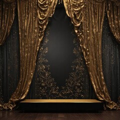 Wall Mural - golden stage curtains, gold theater curtain, golden stage curtains with white background