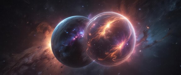 Wall Mural - ethereal orb, cosmic dust swirls, nebula glow , illustration, astronomy, iridescent
