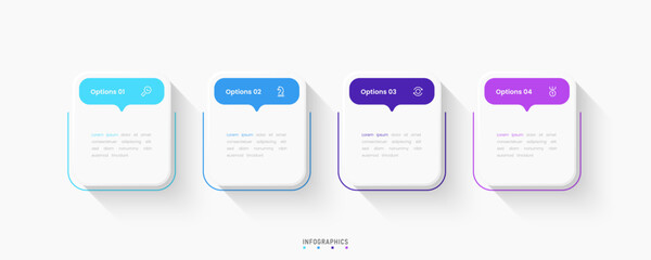 Wall Mural - Vector Infographic label design template with icons and 4 options or steps. Can be used for process diagram, presentations, workflow layout, banner, flow chart, info graph.