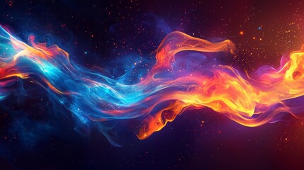 Wall Mural - A colorful, swirling line of fire in space