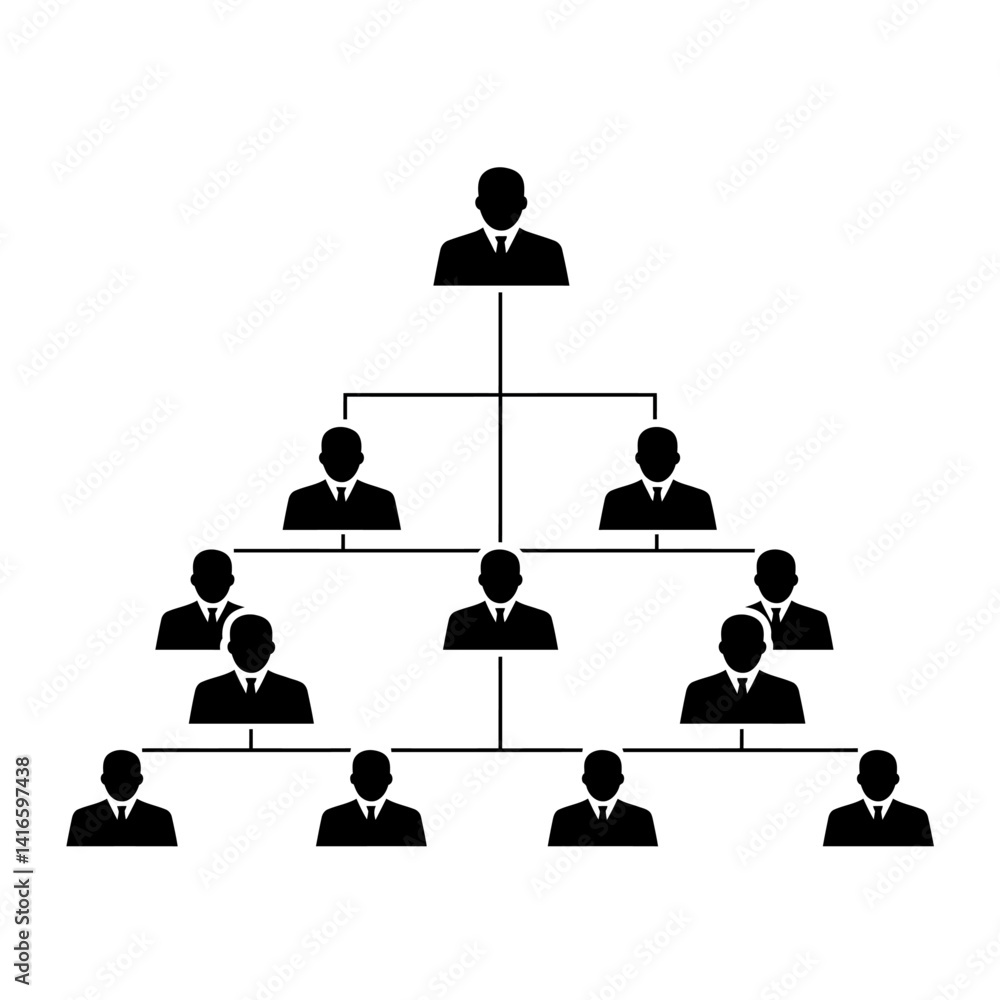 Hierarchical Structure Organizational Chart Illustration Stock Vector ...