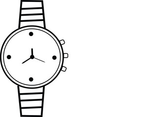 circle watch icon with black & white line art