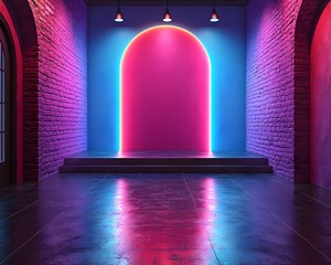 Wall Mural - a vibrant neon gradient backdrop for modern product presentation long title a striking neon gradient