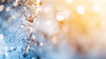 Leinwandbilder - Glistening Ice with Beautiful Bokeh Effect in Warm Lighting : Generative AI