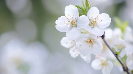 Poster - Beautiful Cherry Blossom Flowers Blooming in Spring Creating a Soft Natural Atmosphere : Generative AI