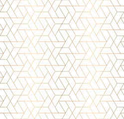 Wall Mural - seamless gold triangle tessellation grid line pattern, hexagon repeat background, modern luxury styl