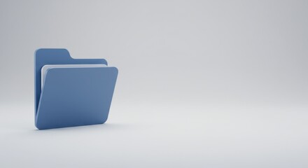 3D Render of a Blue Folder Icon on a White Background Minimalist Design Digital Data Storage Concept