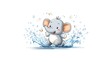 © TE - Baby elephant splashing water cartoon fun setting joyful concept