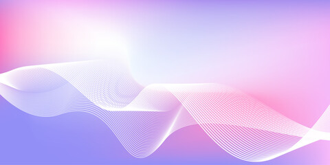Wall Mural - abstract blue and pink gradient background with shining lines waves. minimalist pastel color backgro