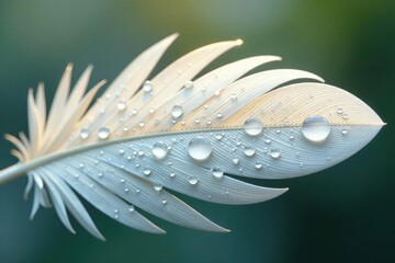 Wall Mural - Glistening dew drops on pristine white feathers, drop, aesthetic, organic