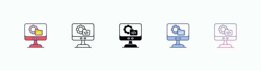 Software Development icons set in different style vector stock 