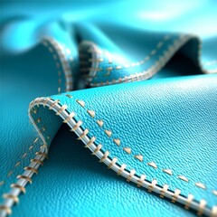 Poster - Aqua Leather Texture with Decorative Stitches, a Close-Up of Premium Material, Fabric Detail, and Craftsmanship