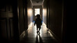 © TingYi - Child’s Shadow in Dark Hallway Representing Lingering Trauma. Perfect for: PTSD Awareness Month, therapy visuals, mental health education