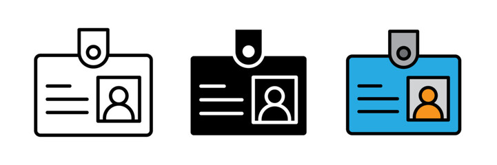 ID badge icon for computer, web and mobile app  stroke filled and colored icon set.