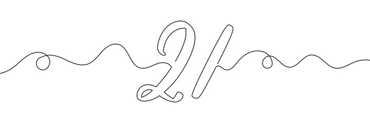 Wall Mural - Number 21 in continuous line drawing style. Line art of number nine. Vector illustration. Abstract drawing number 21