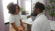© Krakenimages.com - Doctor consulting young girl in pediatric clinic with medical tools on desk, emphasizing care, professionalism, and comforting environment for child and healthcare.