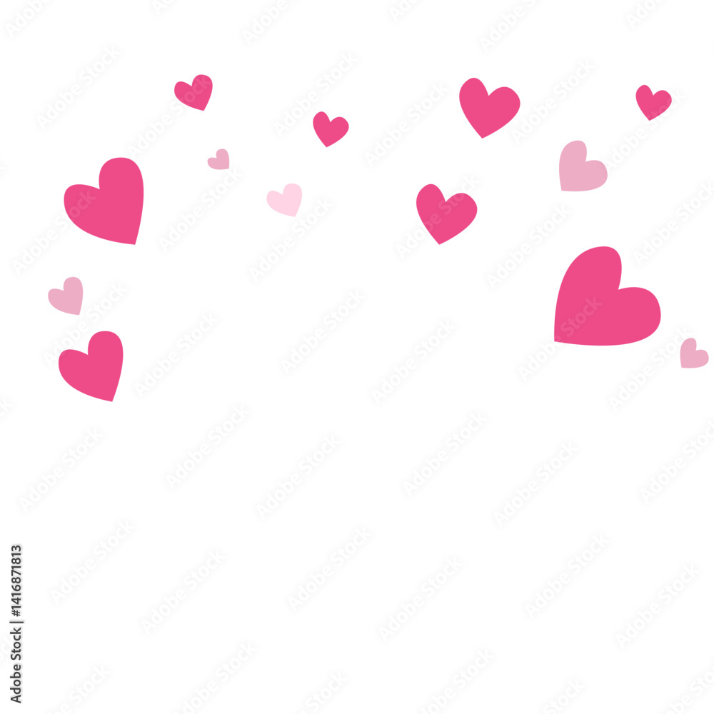 A group of pink hearts in different sizes floating upward. Cute and ...