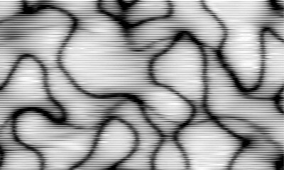 Fototapete - This abstract black and white pattern features wavy lines and gradients, creating a dynamic aesthetic. It blends contemporary style with