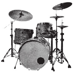 Wall Mural - drum kit halftone grunge vector design element