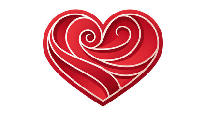 Leinwandbilder - bold red heart icon with smooth curves and intricate swirls, creating sense of elegance and romance. design features layered effect, adding depth and dimension