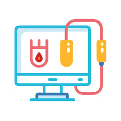 Wall Mural - computer icon with flame and cables illustration design