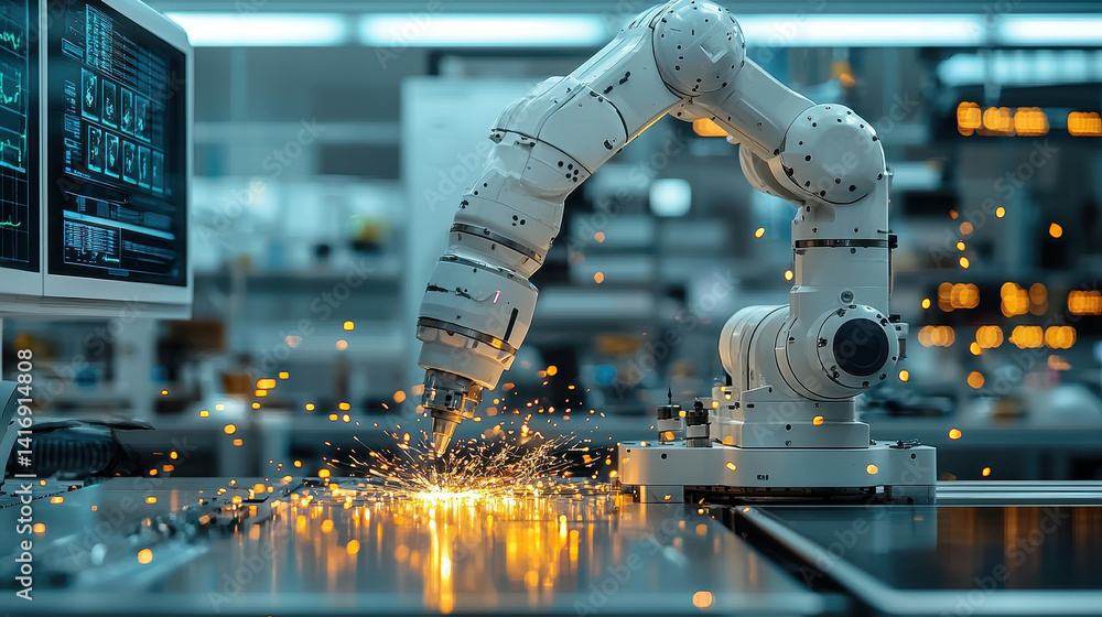Robotic arm malfunctions in advanced laboratory causing sparks and ...
