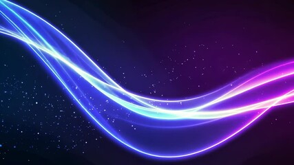 Wall Mural - Neon Wave Background with Particles and Glowing Light Effects