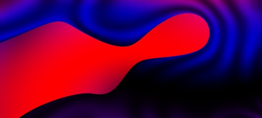 Fototapete - Abstract blue and purple liquid wavy shapes futuristic banner. Glowing retro waves wide background