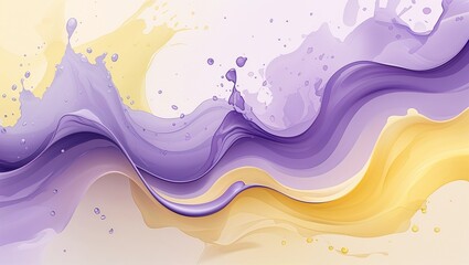 Wall Mural - light watercolor splashes blending smoothly from pale yellow to lavender with a smooth flowing effec