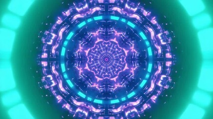 Wall Mural - Dynamic kaleidoscope animation with glowing patterns in vibrant colors