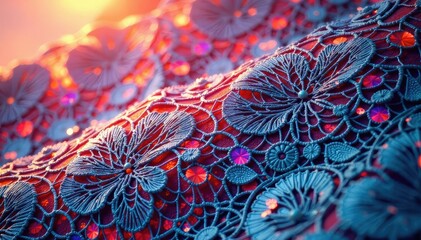 Geometric patterned lace overlay, sharp lines, intricate detail, minimal, contemporary