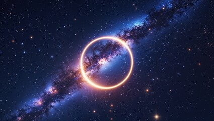Wall Mural - Starry sky with a soft glowing ring of light forming in the center like a galaxy